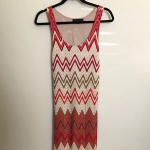 Pink orange and cream chevron crochet maxi dress M